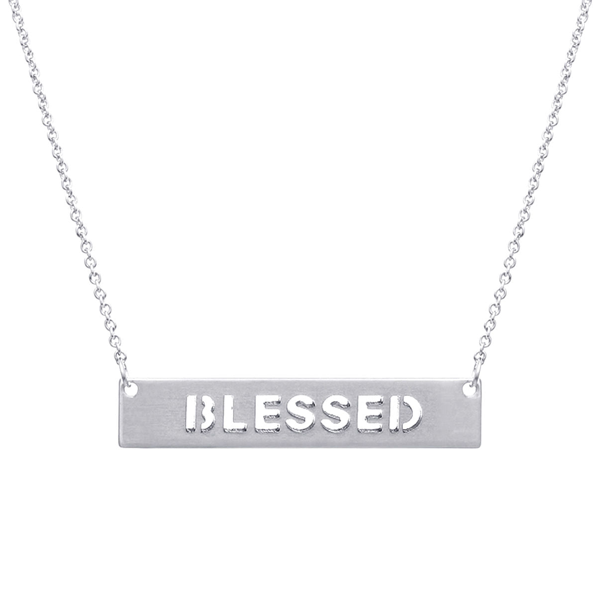 Silver Blessed Cutout Plate Necklace