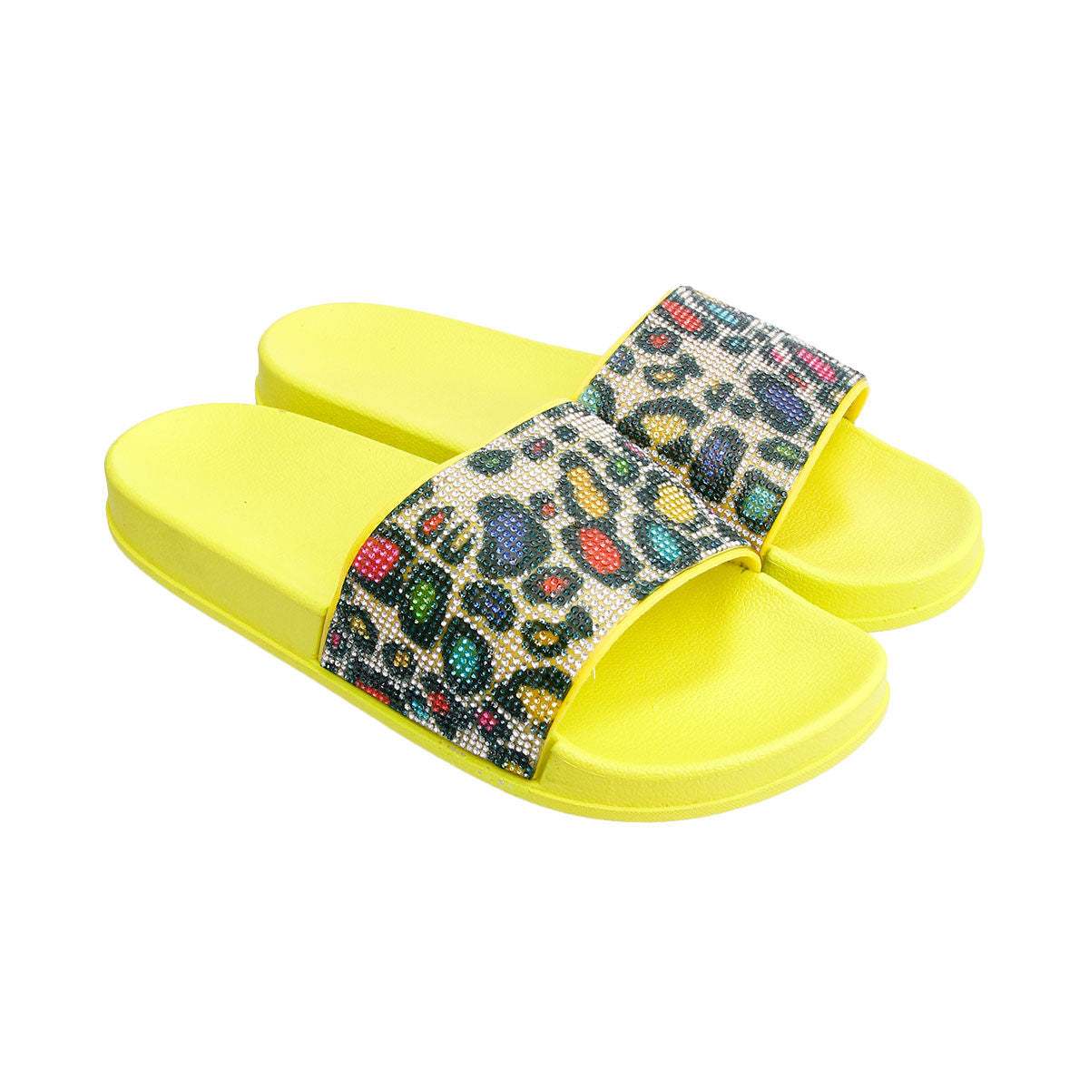 Size 9 Leopard Yellow Slides