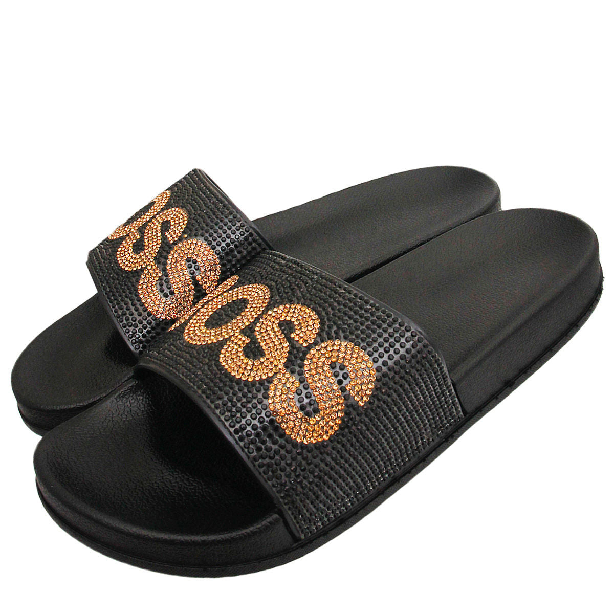 Size 8 BOSS Black Slides