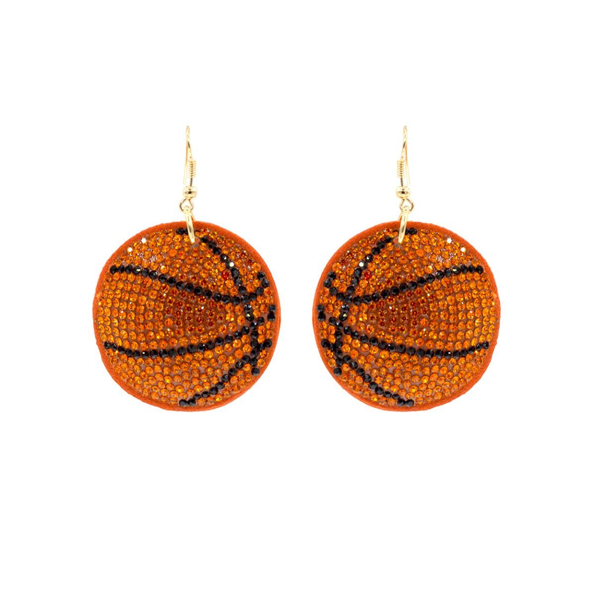 Orange Padded Basketball Earrings