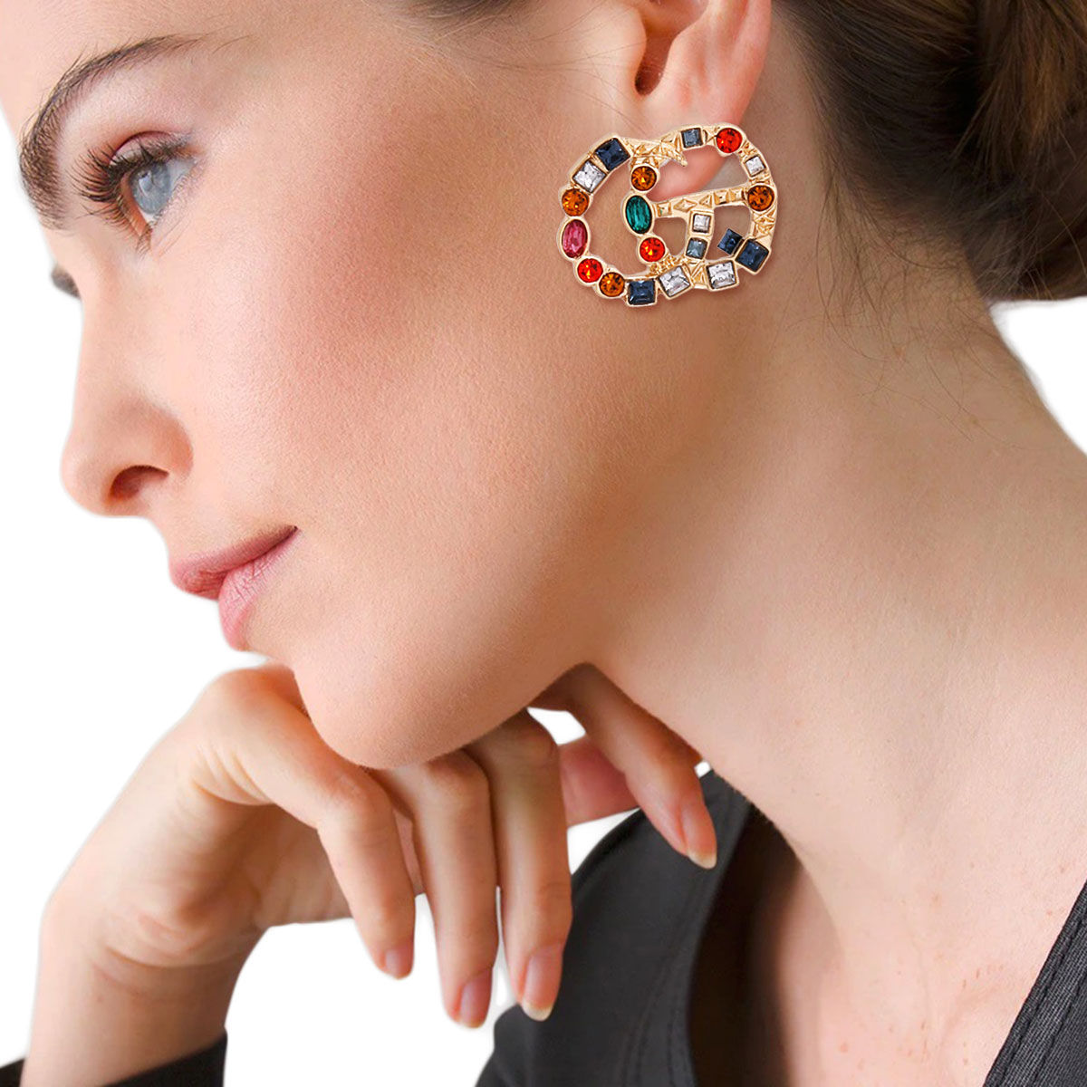 Gold CG Multi Color Crystal Studs