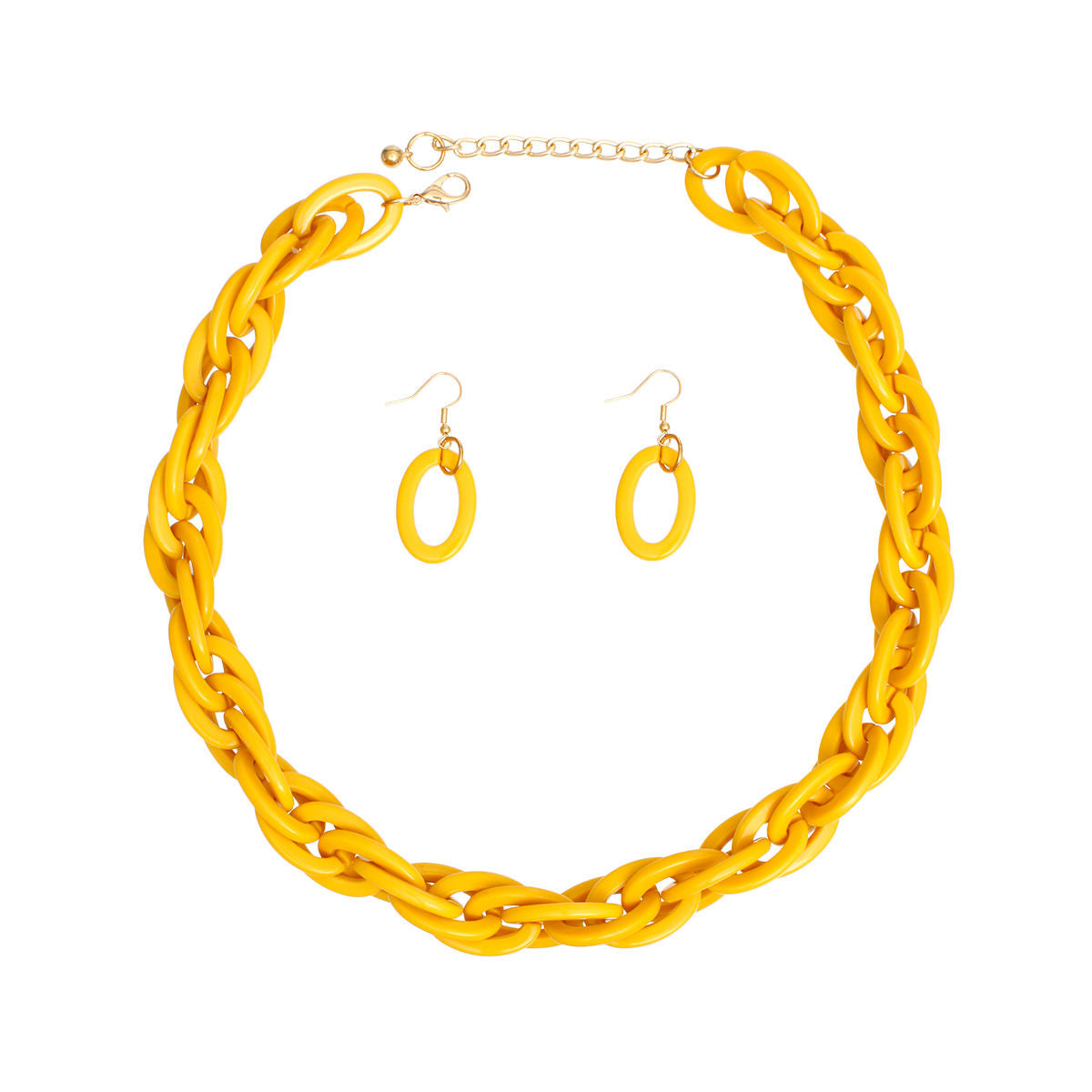 Necklace Retro Yellow Double Link Set for Women