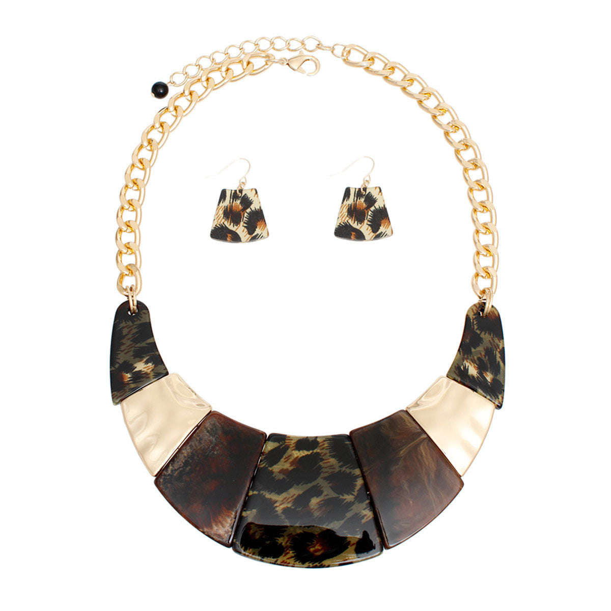 Necklace Marbled Leopard Bib and Chain for Women