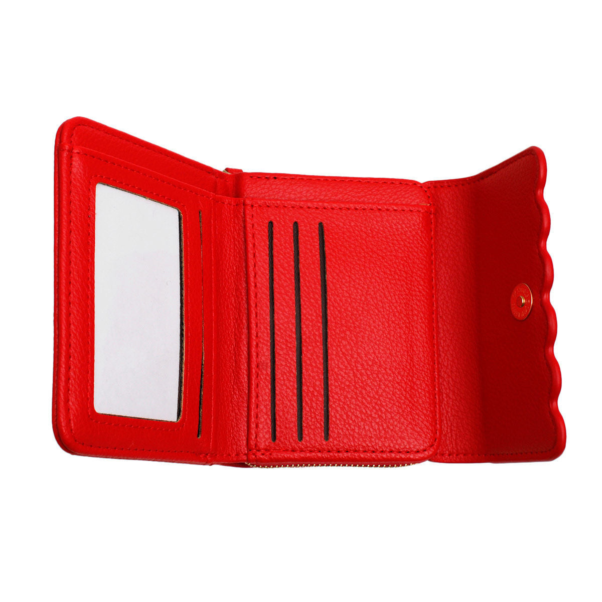 Accordian Wallet Red Snap Cardholder for Women