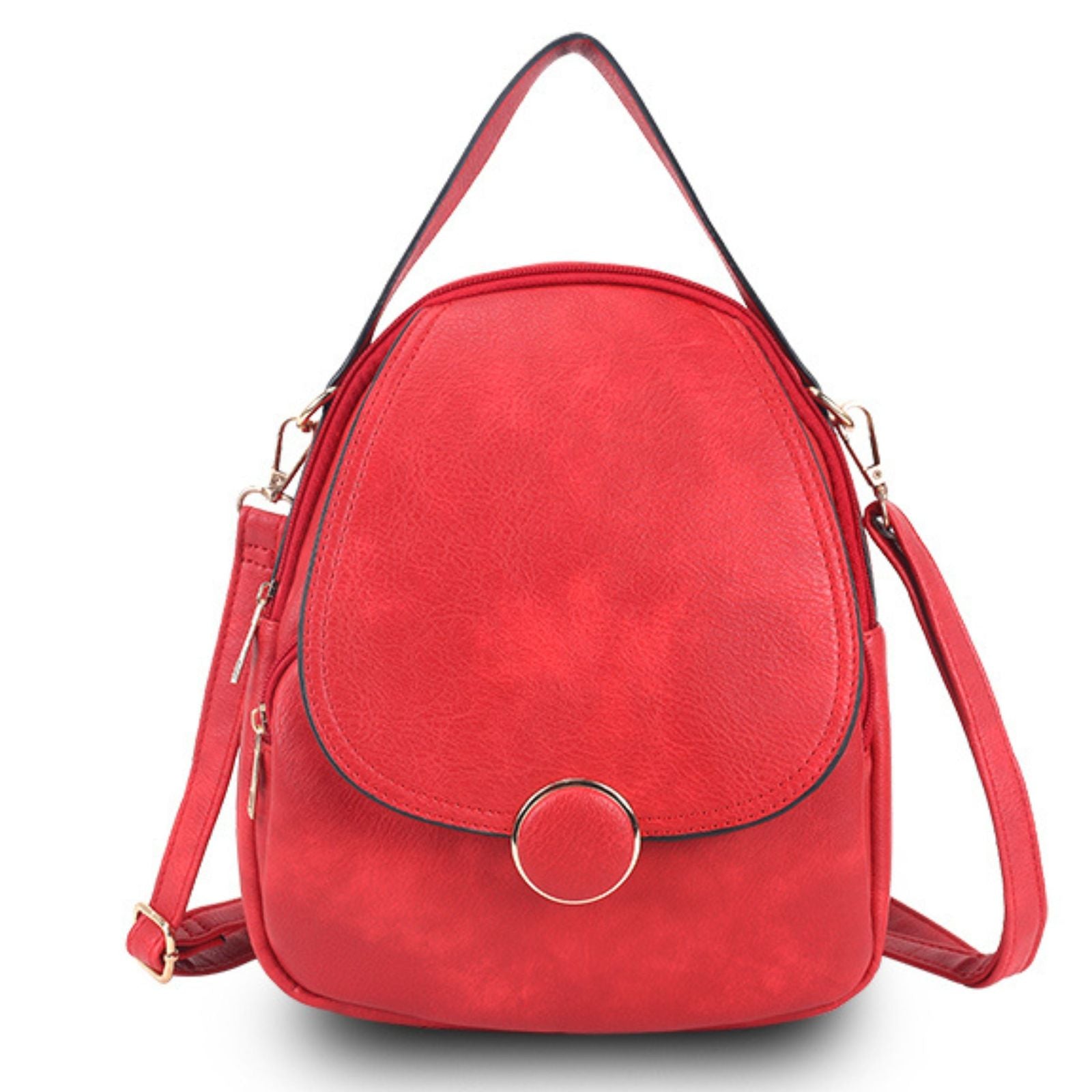 Backpack Red Rounded Small Handbag for Women