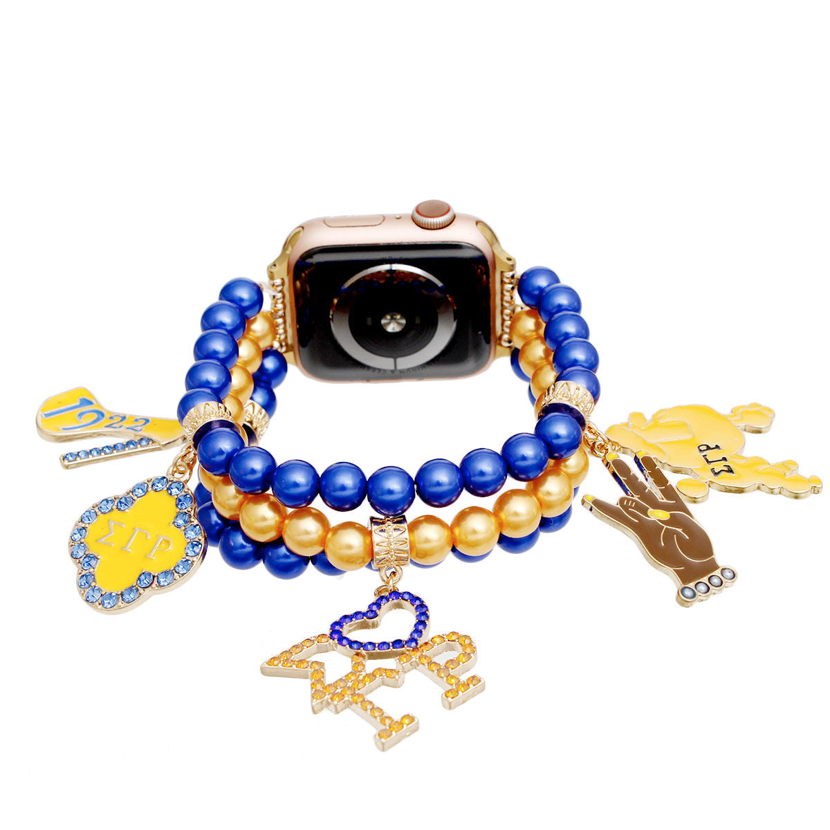 SGRHO Sorority Gold Blue Pearl Watch Band Women