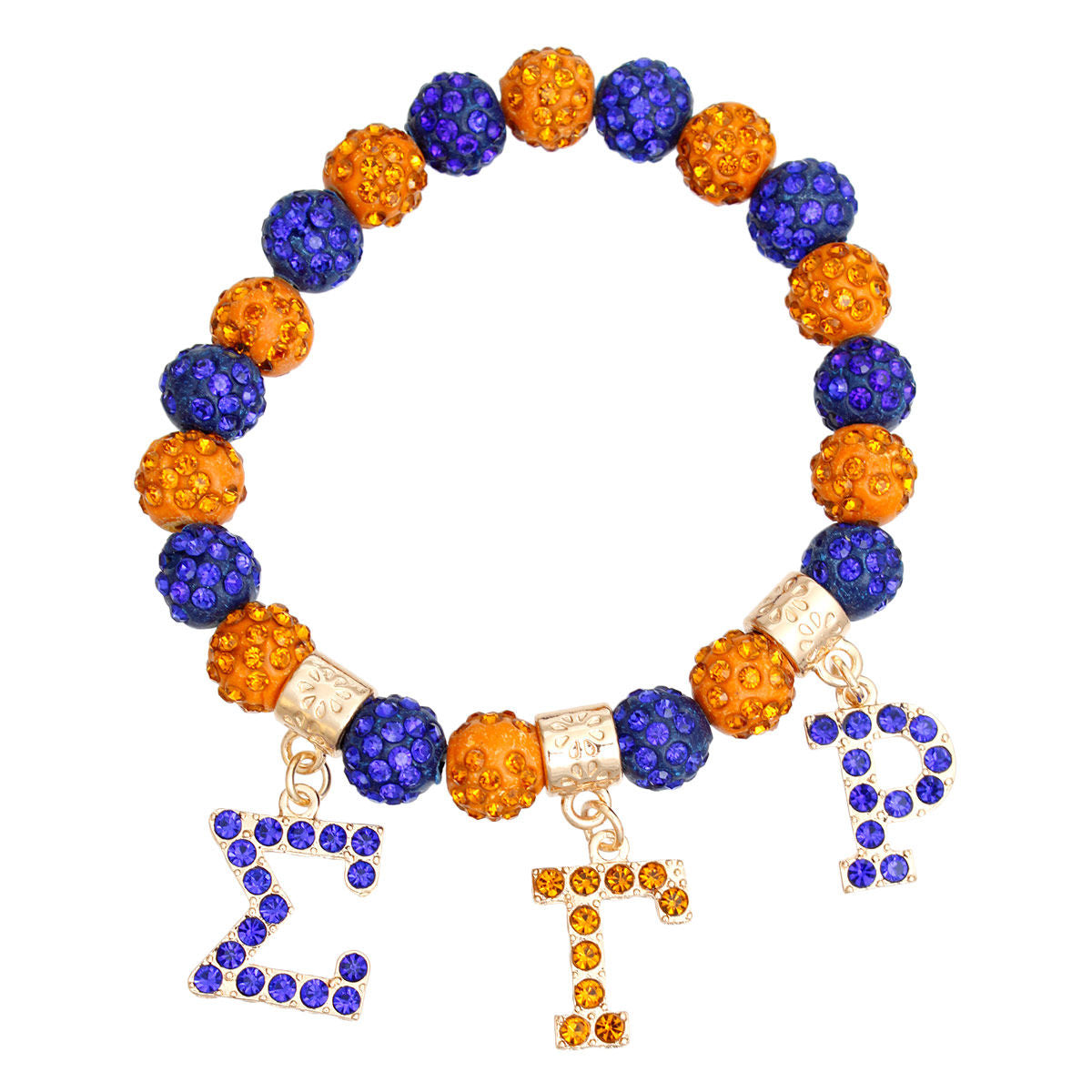 SGRHO Sorority Blue and Gold Bling Letter Bracelet