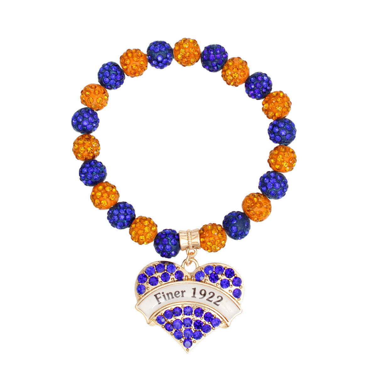 SGRHO Sorority Gold Blue Heart Charm Bracelet