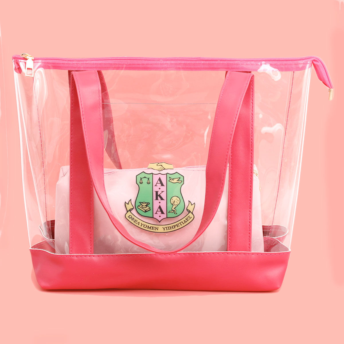 Tote Pink Clear AKA Sorority Bag for Women