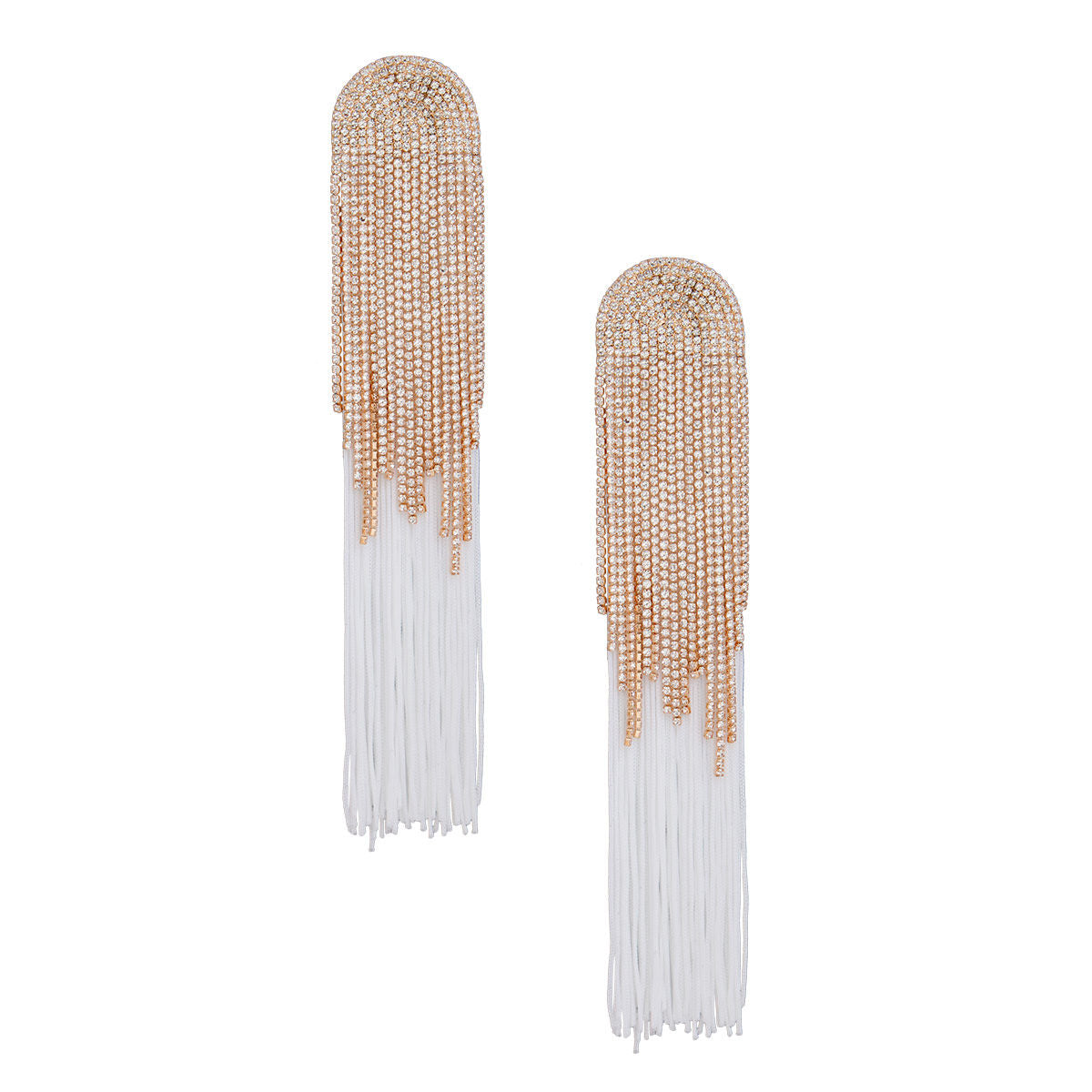 Tassel White Long Fringe Glam Earrings for Women