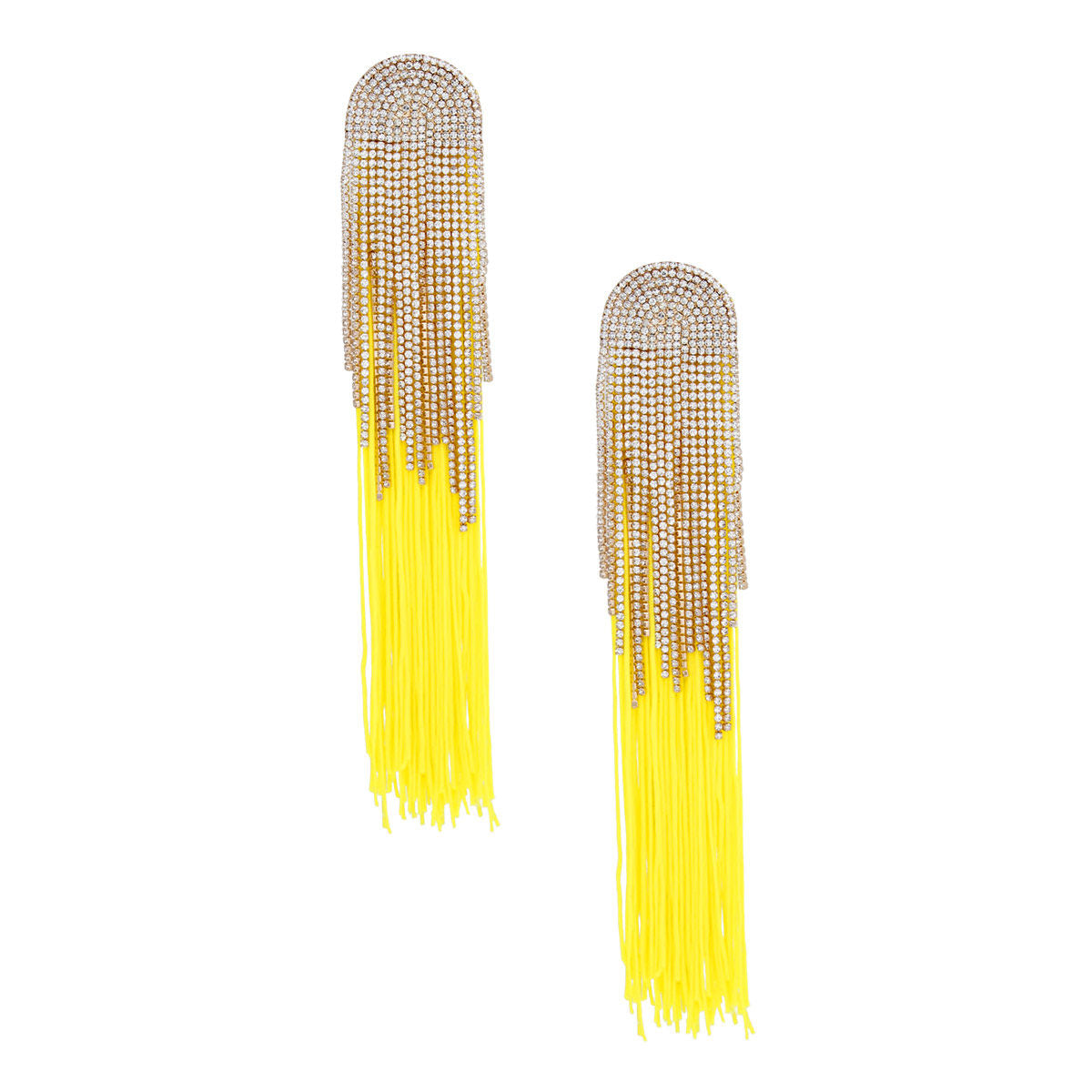 Tassel Yellow Long Fringe Glam Earrings for Women