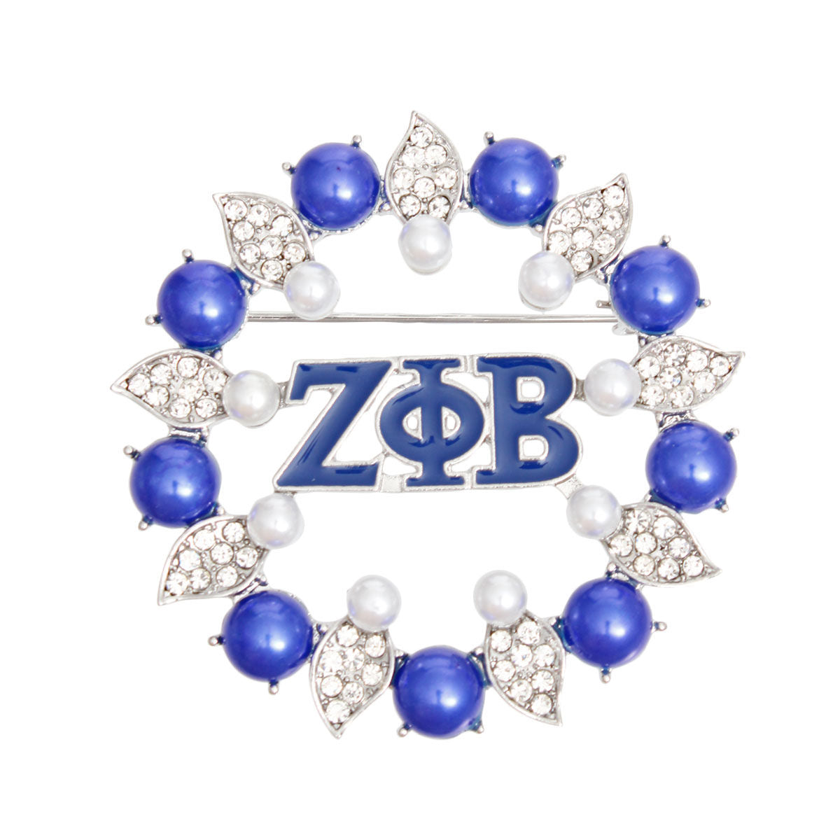 Brooch Blue White Zeta Pearl Pin for Women