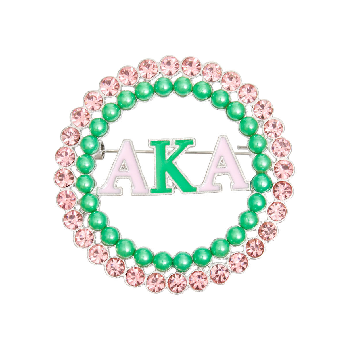 AKA Brooch Pink Green AKA Round Pin