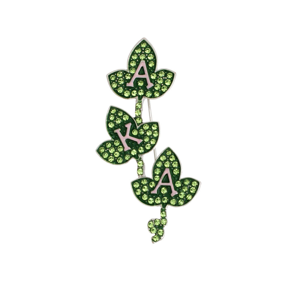 AKA Sorority Green Pink Ivy Leaf Brooch for Women