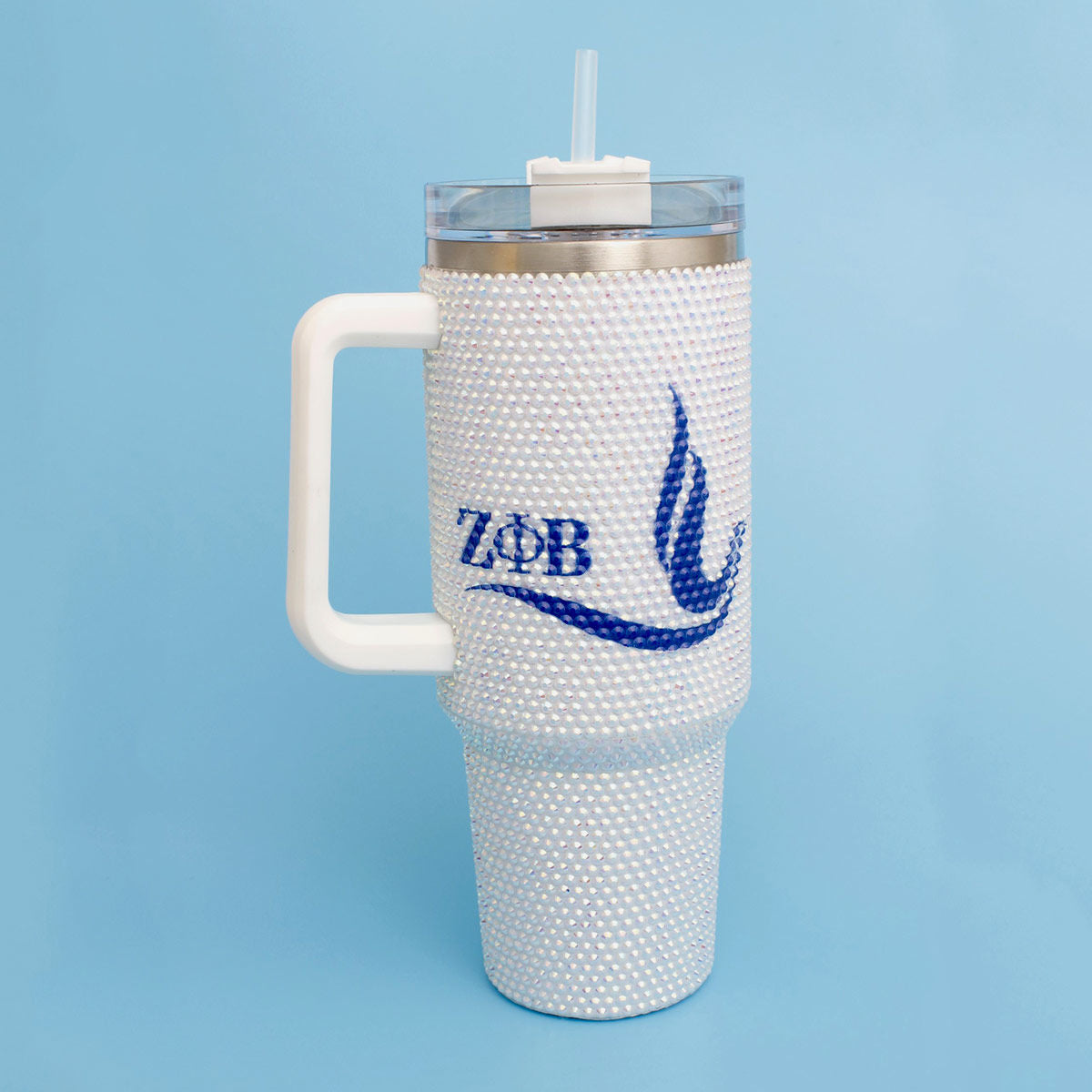 ZPB Sorority White Bling 40.5 oz Tumbler Cup