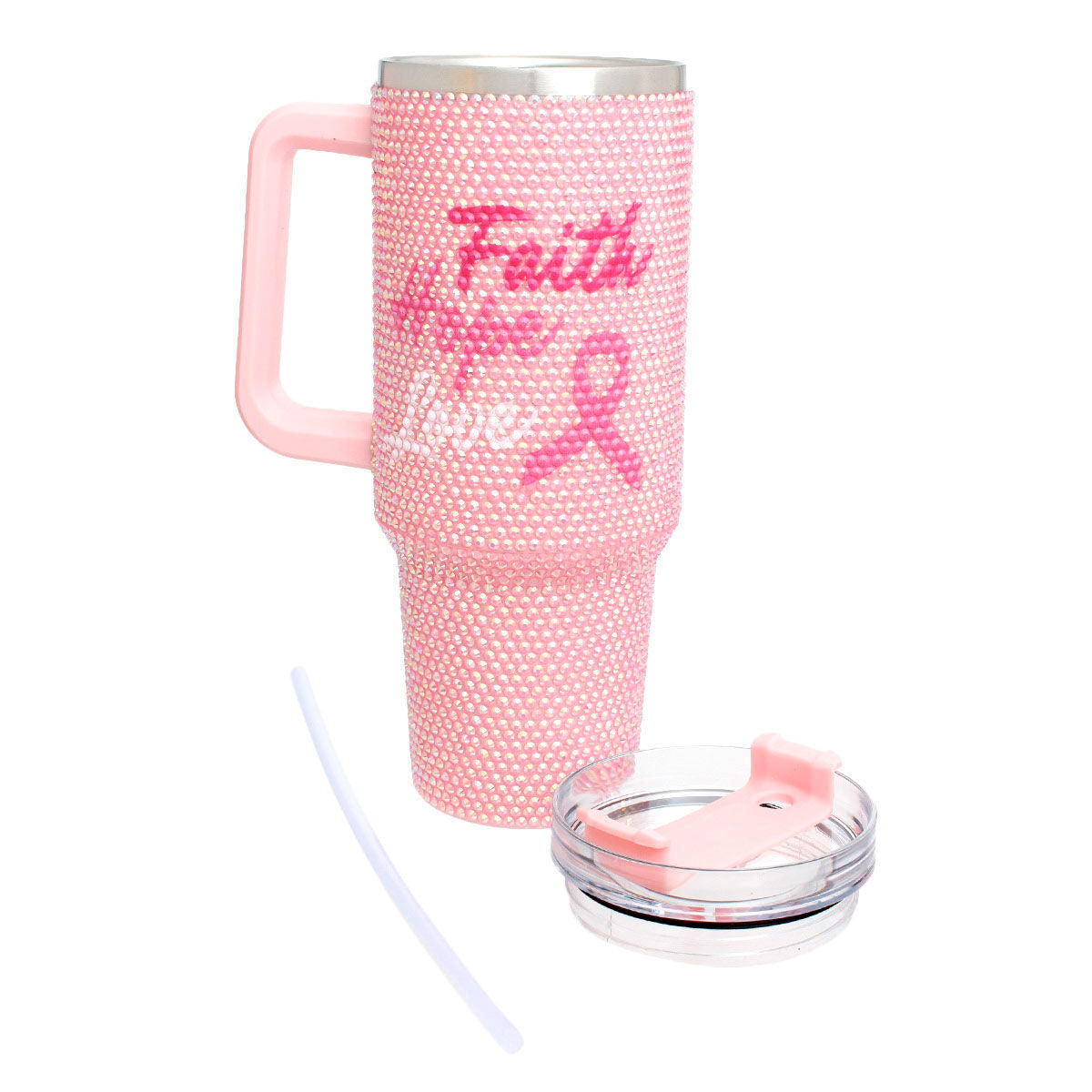 Breast Cancer Pink Bling 40.5 oz Tumbler Cup