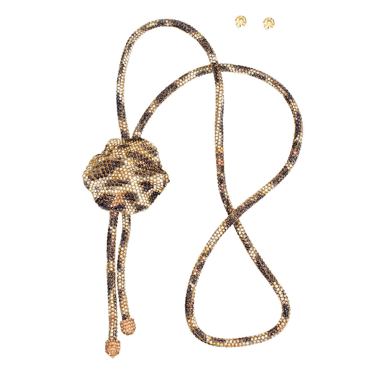 Bolo Necklace Gold Leopard Stone Set for Women