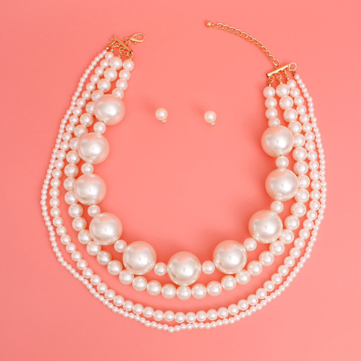 Pearl Necklace Cream Jumbo 4 Strand Set for Women