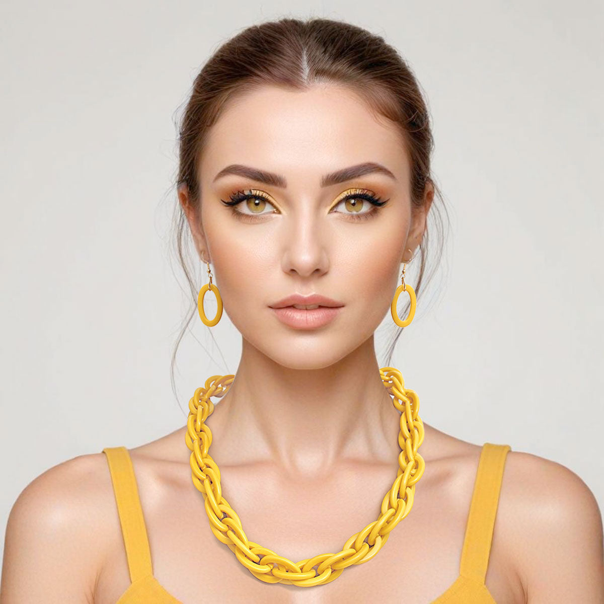 Necklace Retro Yellow Double Link Set for Women