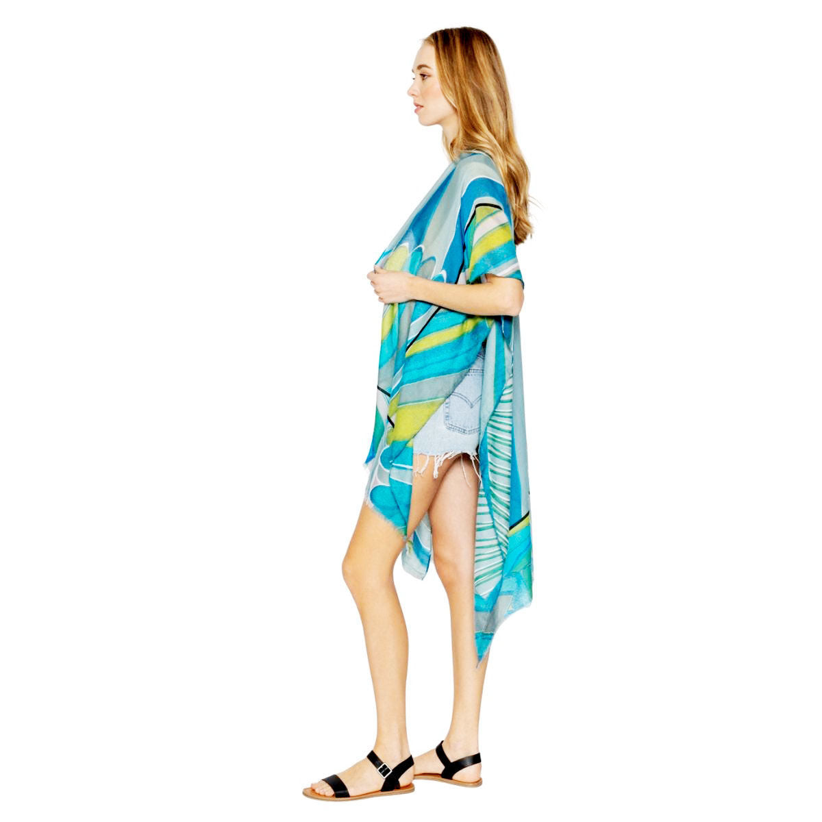 Summer Breeze: Green Abstract Art Kimono Cover