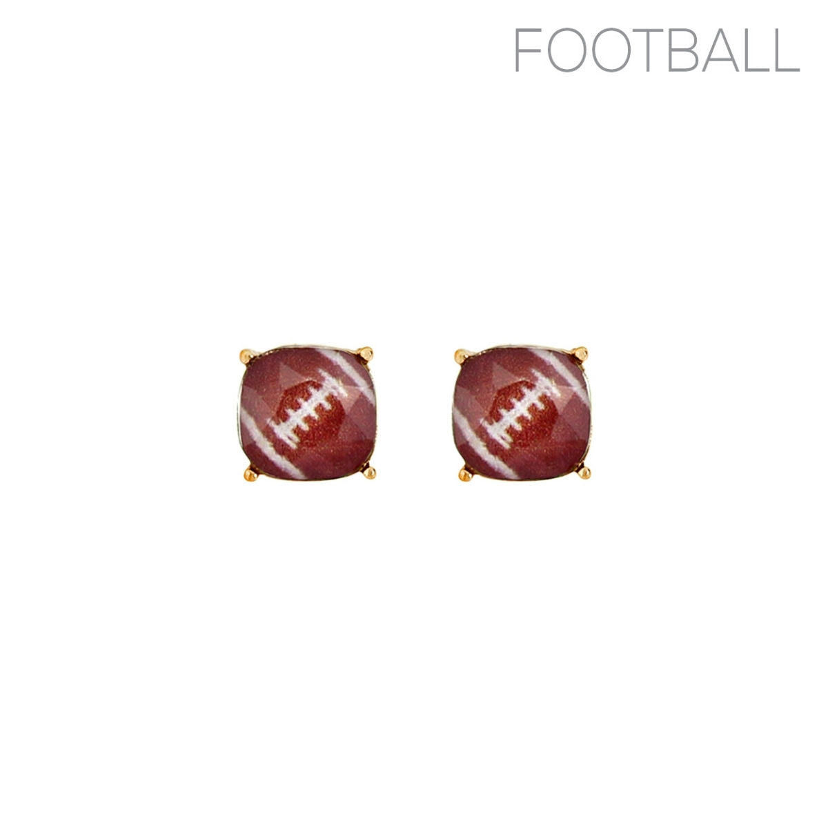 Gold Football Cushion Cut Studs