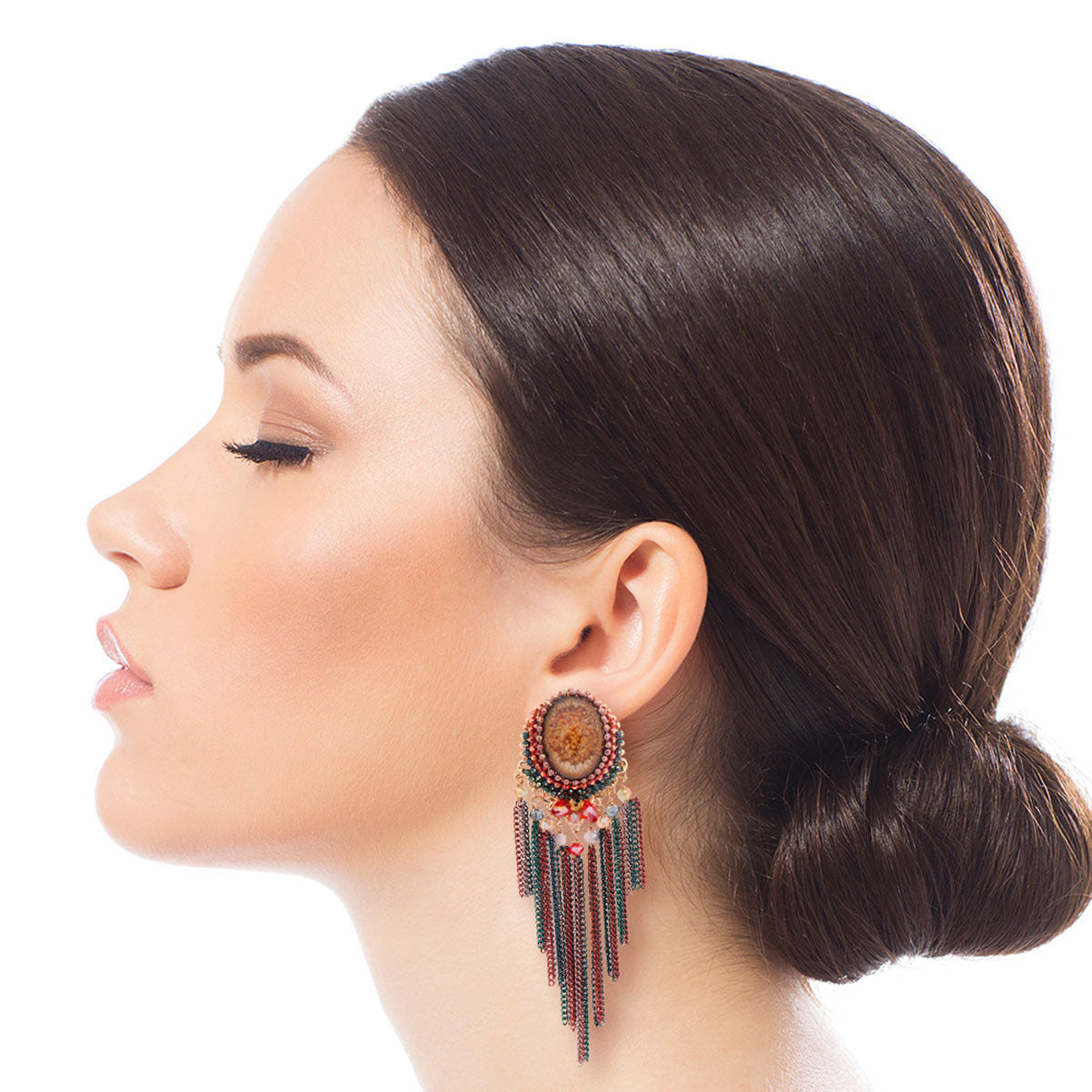 Resin Multi Color Chain Fringe Earrings