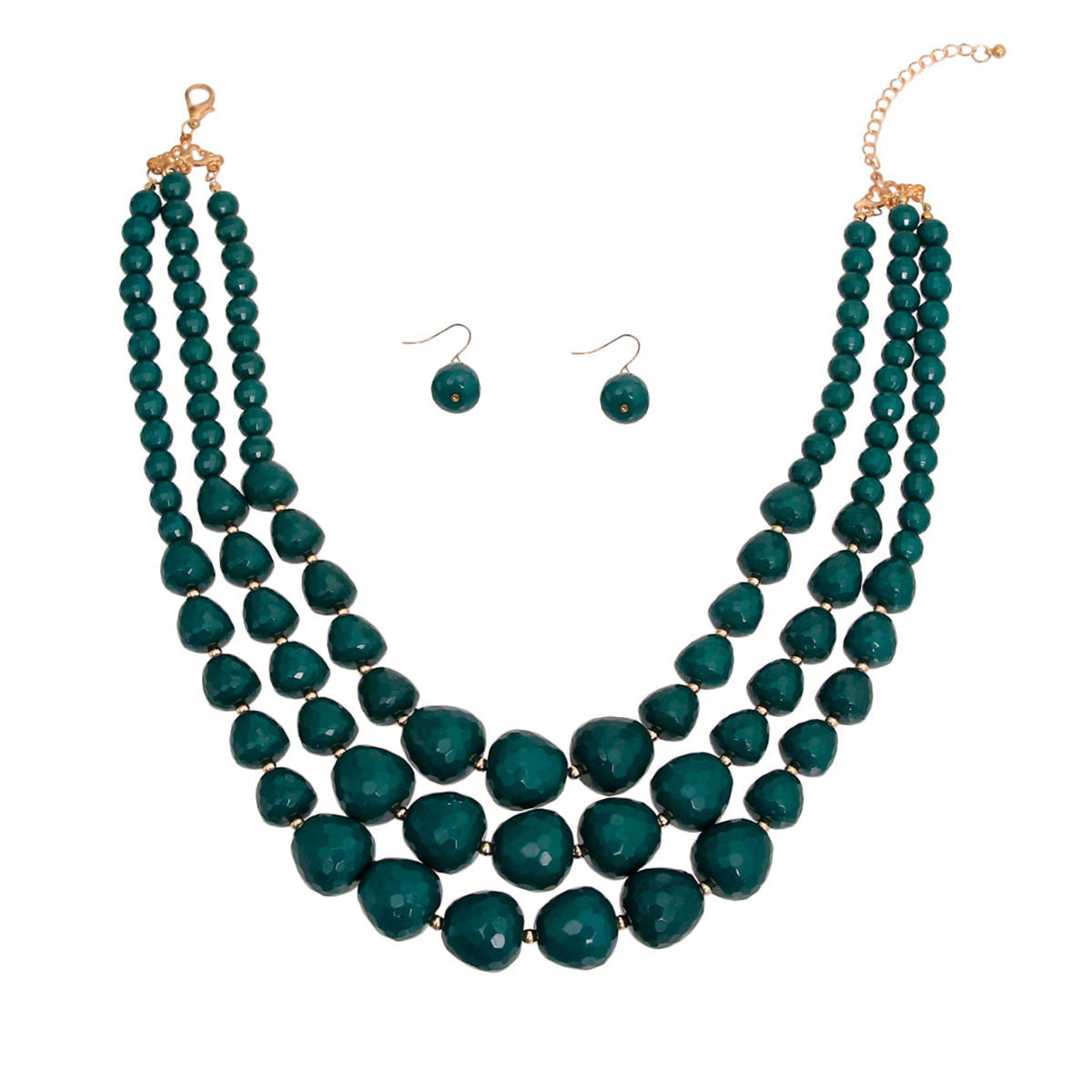 Deep Green Textured Bead Necklace