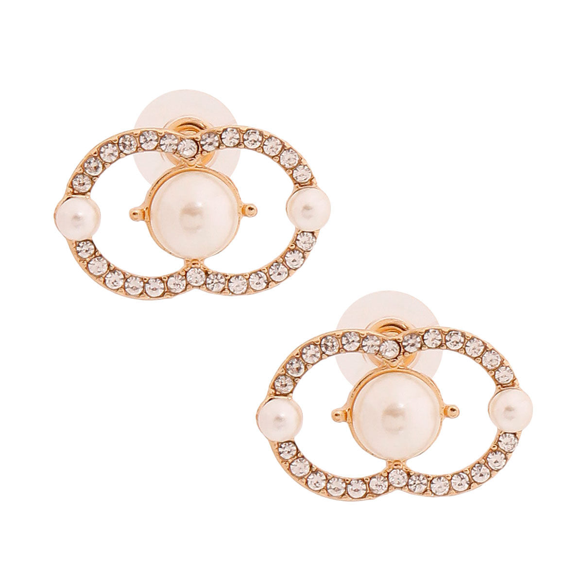 Designer Pearl Stone Logo Studs