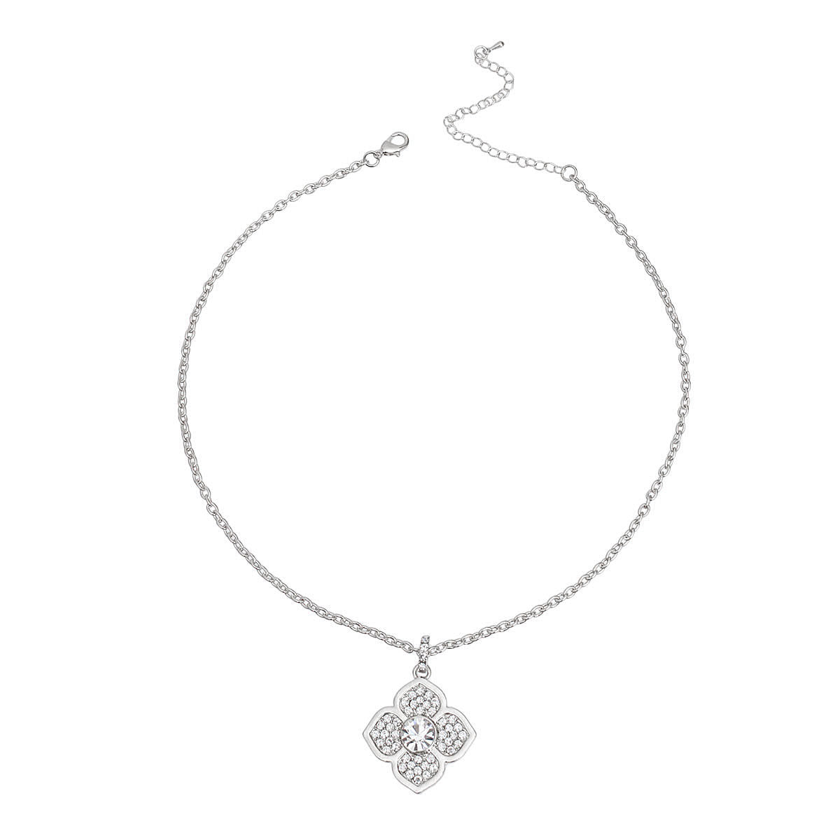 Silver Luxury French Designer Flower Necklace