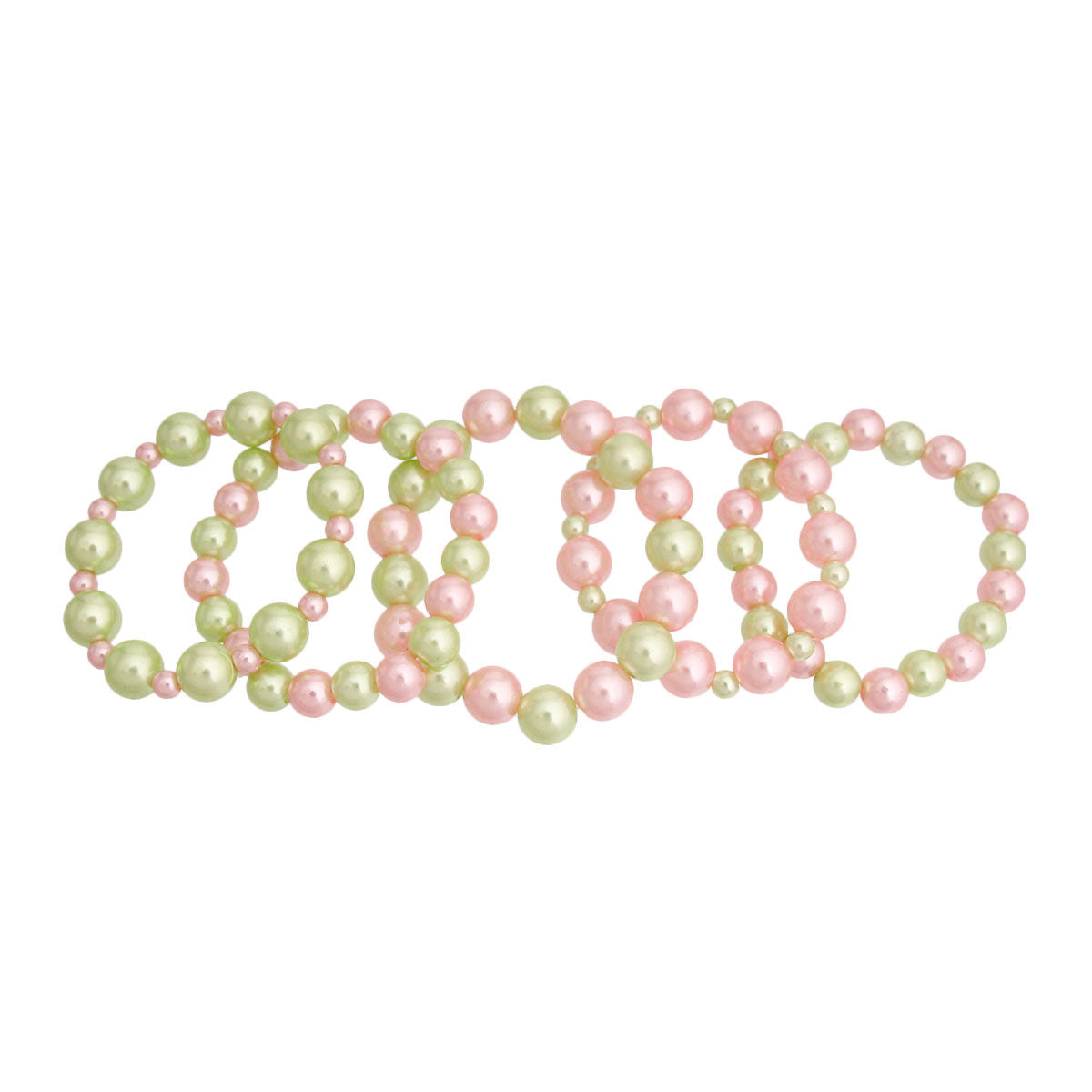 Pink and Green Pearl 5 Pc Bracelets