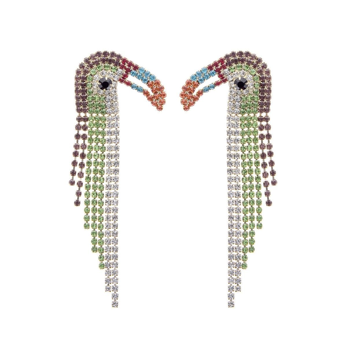 Multi Color Toucan Fringe Earrings