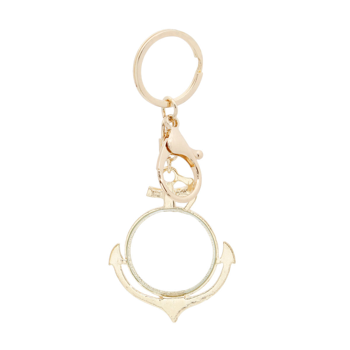 Gold Anchor Magnifying Glass Keychain