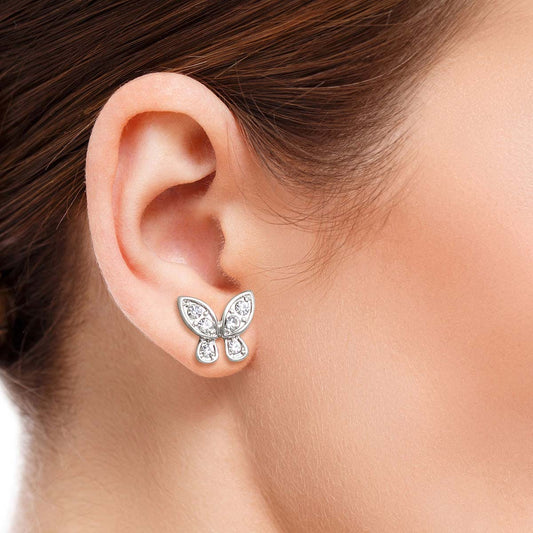 Silver 3 Pcs Butterfly Stud Set