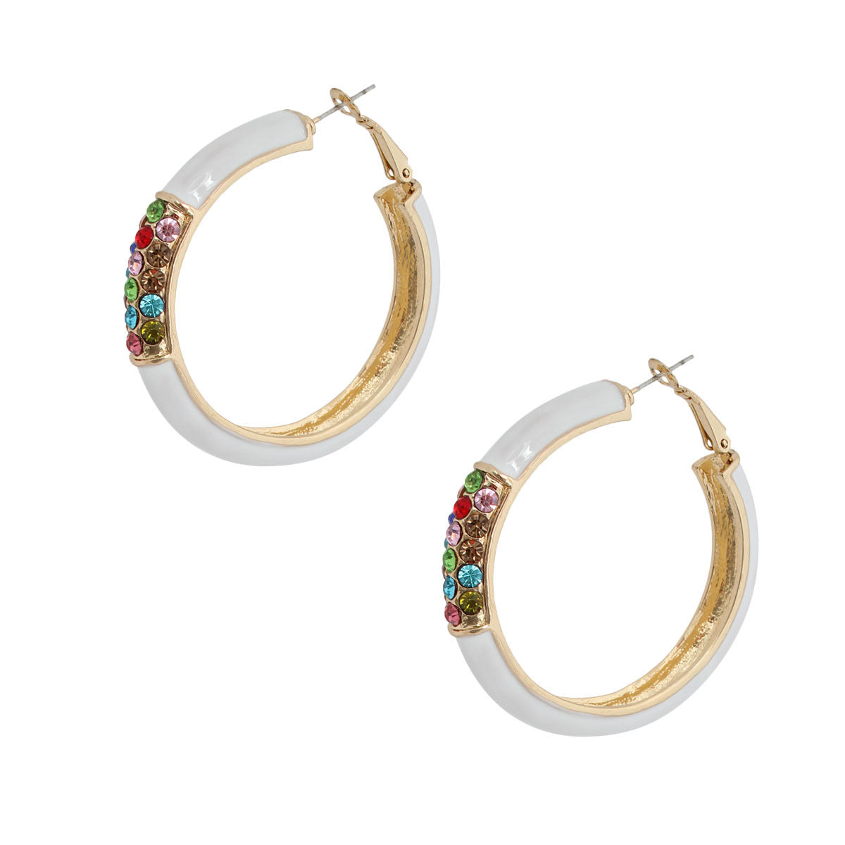 White and Gold Rhinestone Hoops