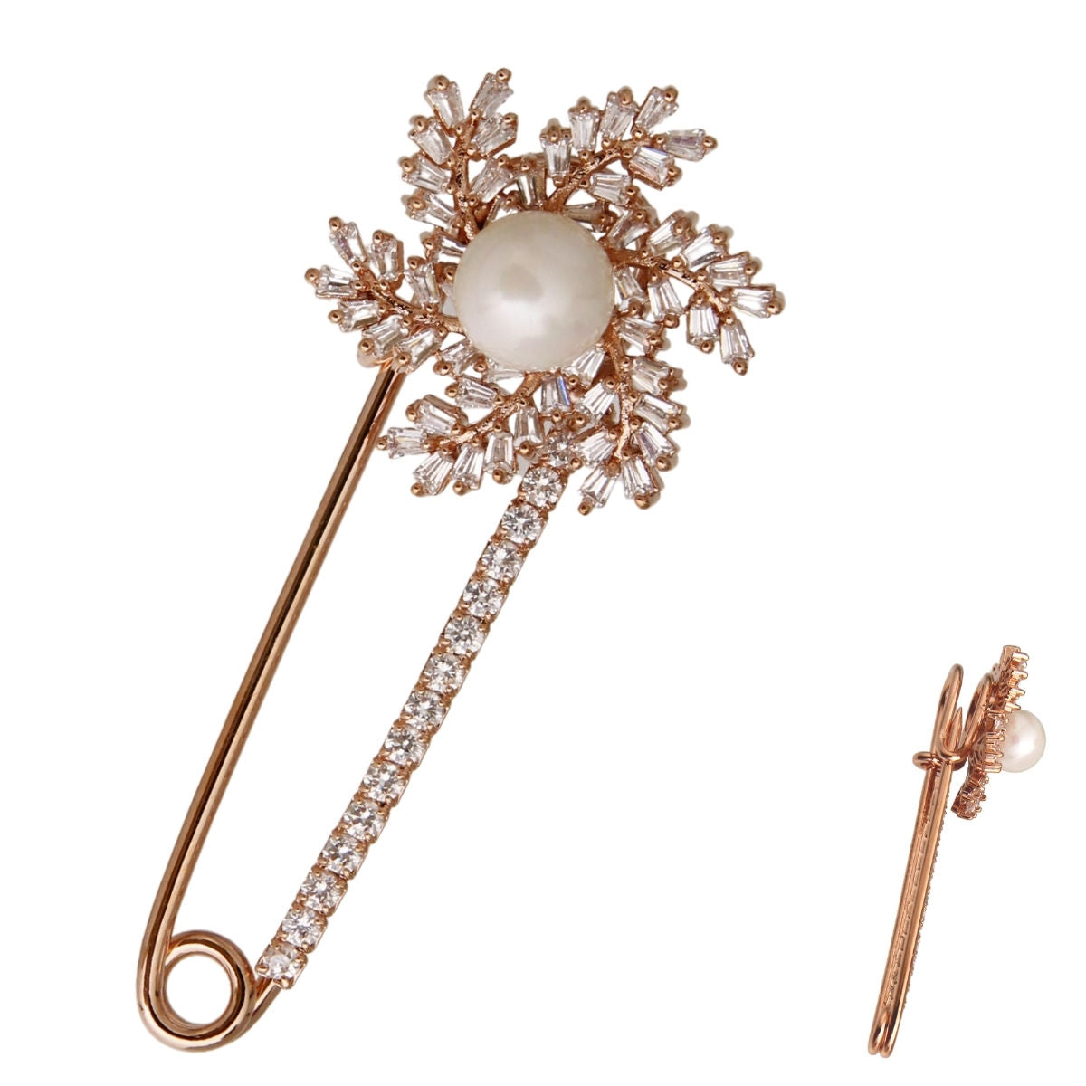 Rose Gold Pearl Pin Brooch