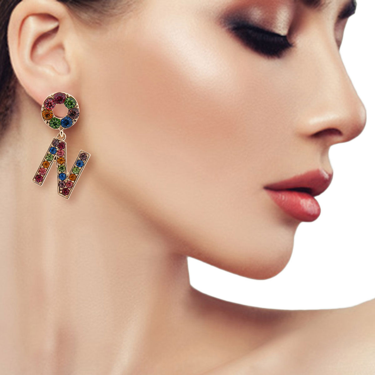 Multi Color Dangling N Designer Earrings