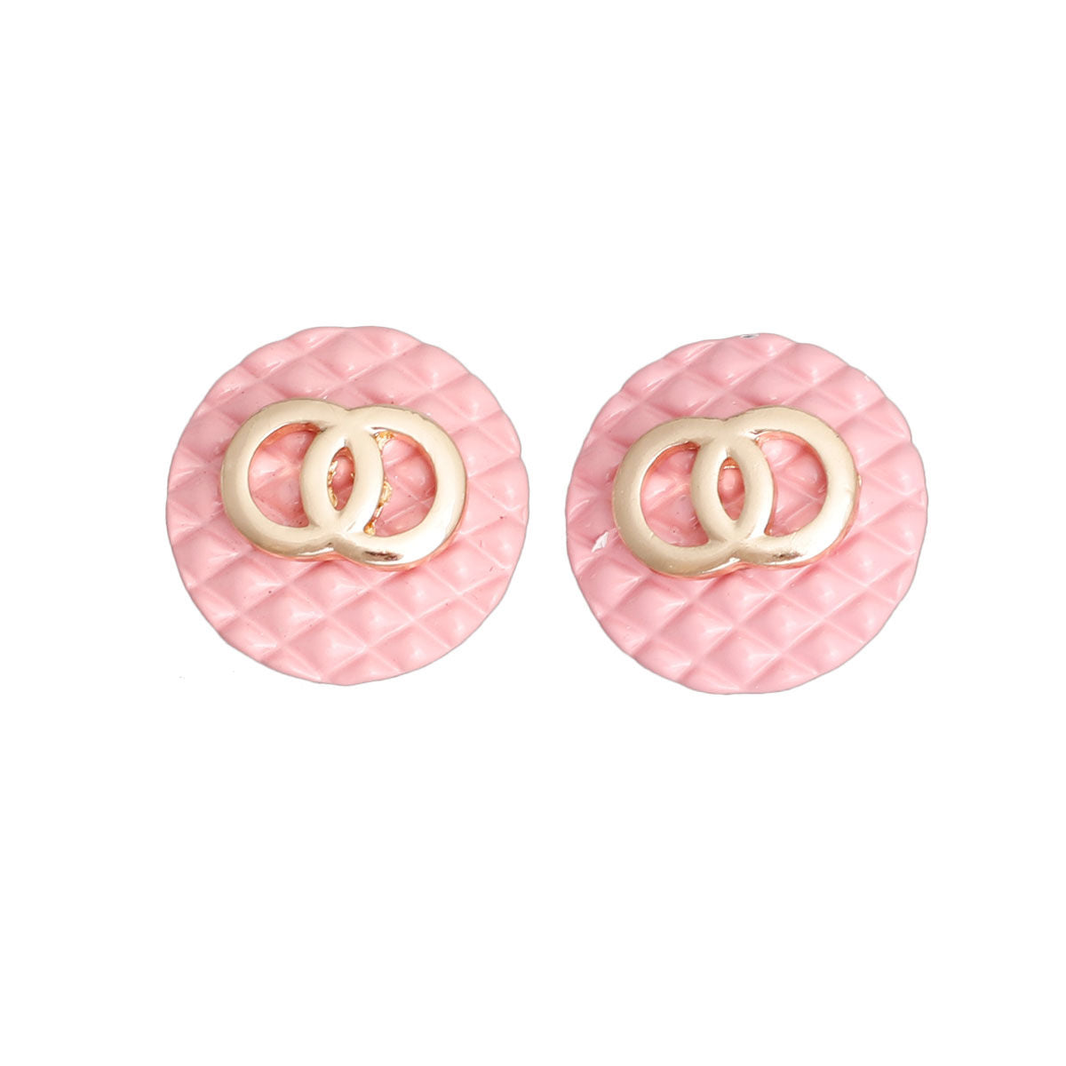 Pink Pastel Designer Style Quilted Studs