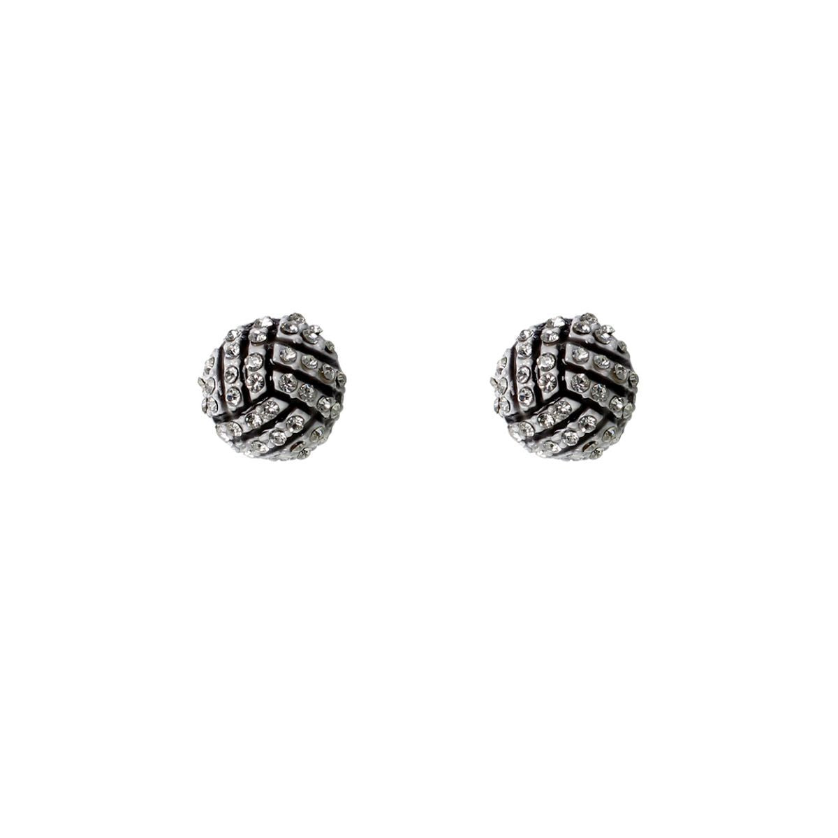 White Rhinestone Volleyball Studs