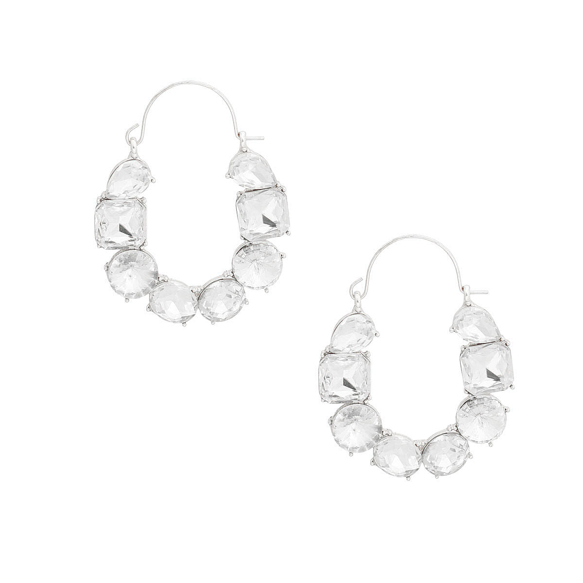 Silver Arch Crystal Hoops