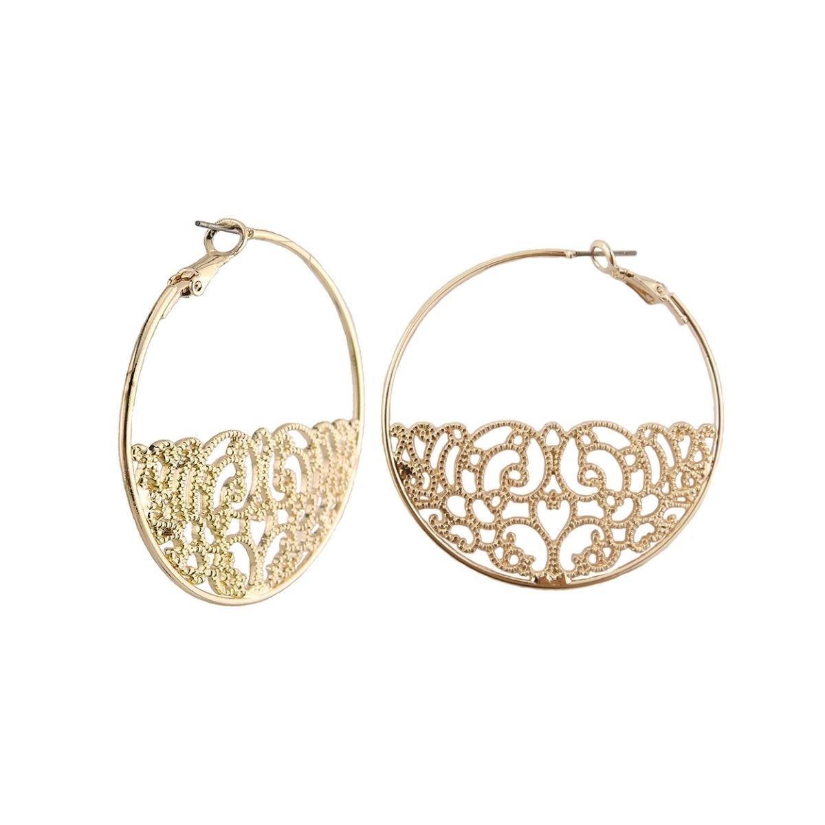 Gold Half Filigree Hoops