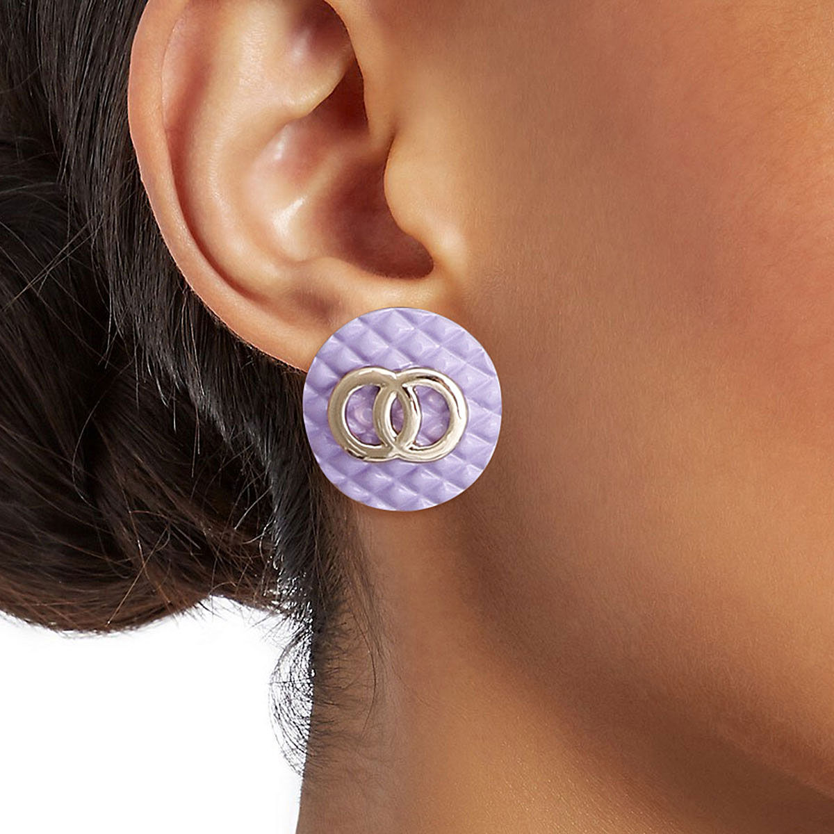 Lavender Pastel Designer Style Quilted Studs