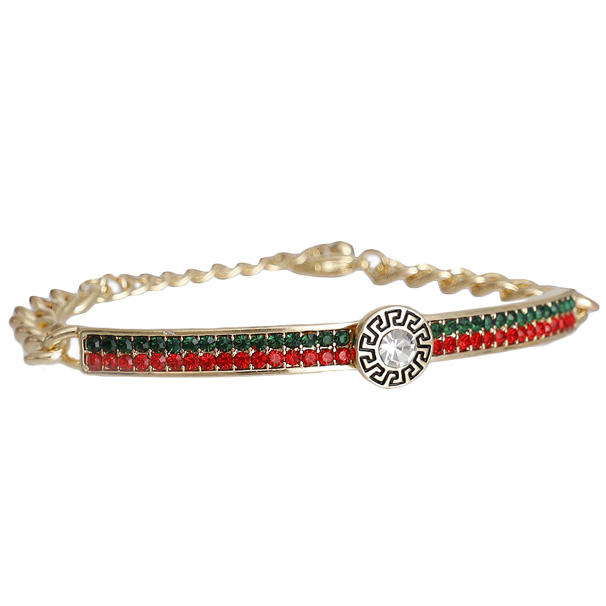 Designer Red Green Half Chain Bangle