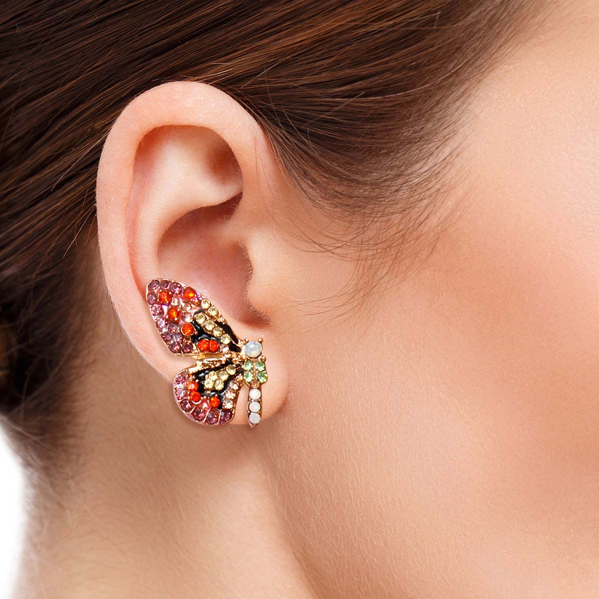 Multi Rhinestone Butterfly Wing Studs