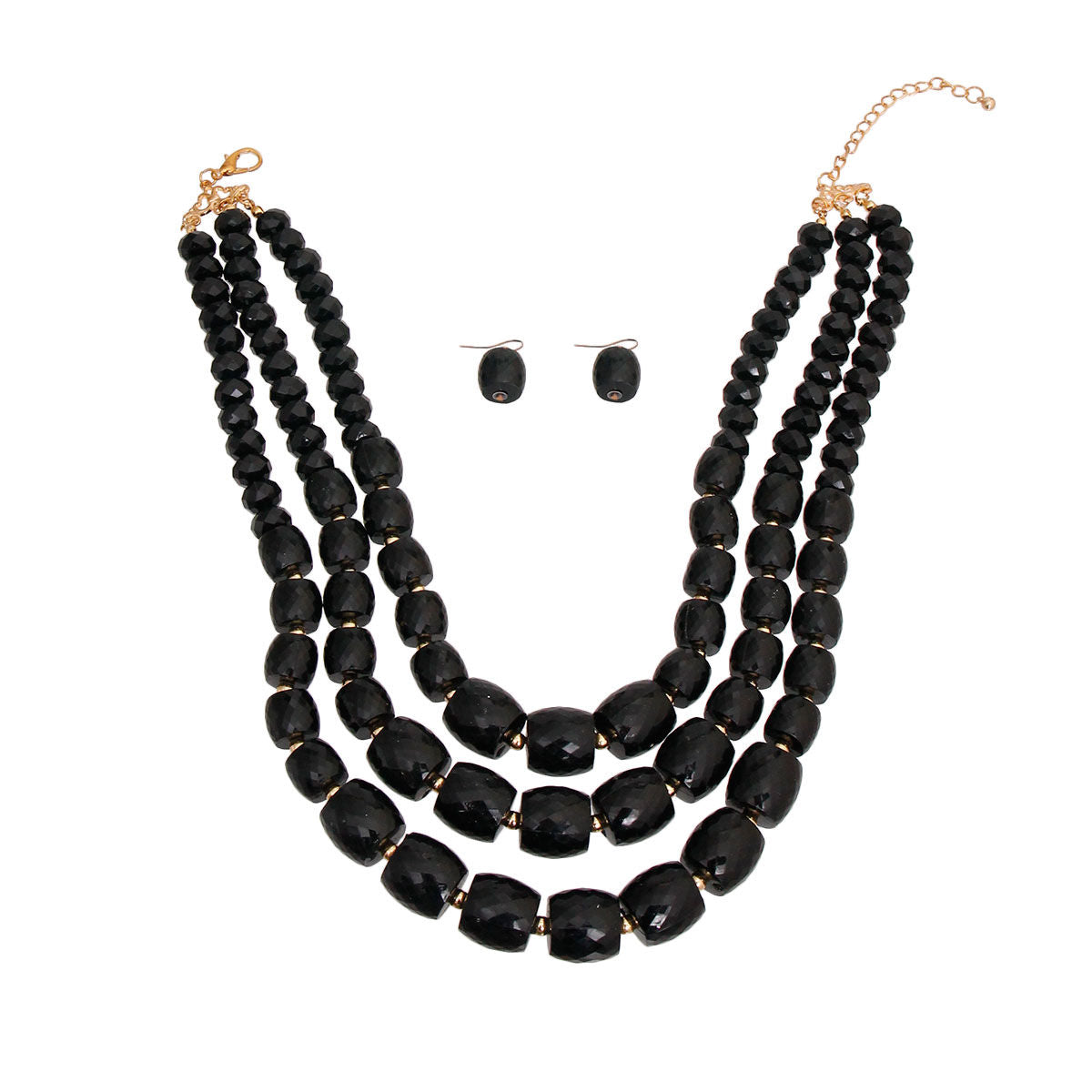 Black Cylinder Bead Necklace