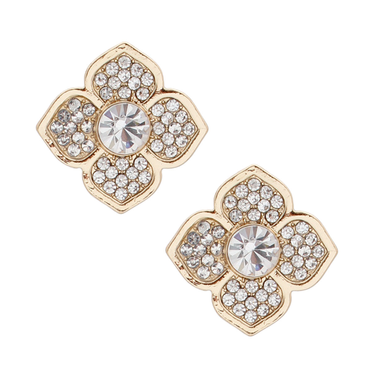 Gold Luxury French Designer Flower Studs