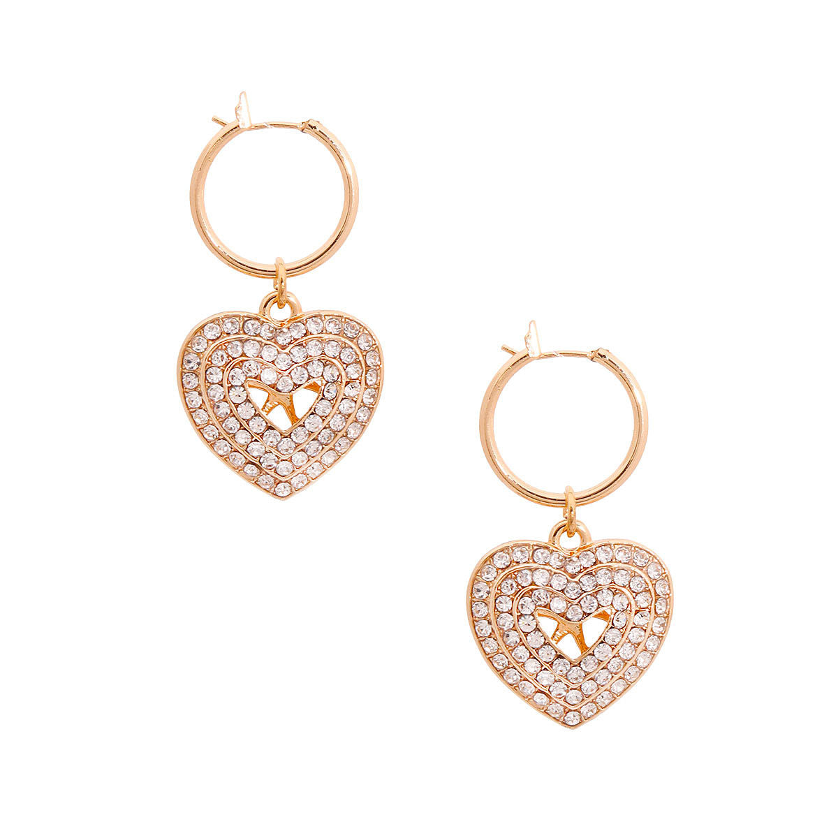 Gold Concentric Heart Hoops