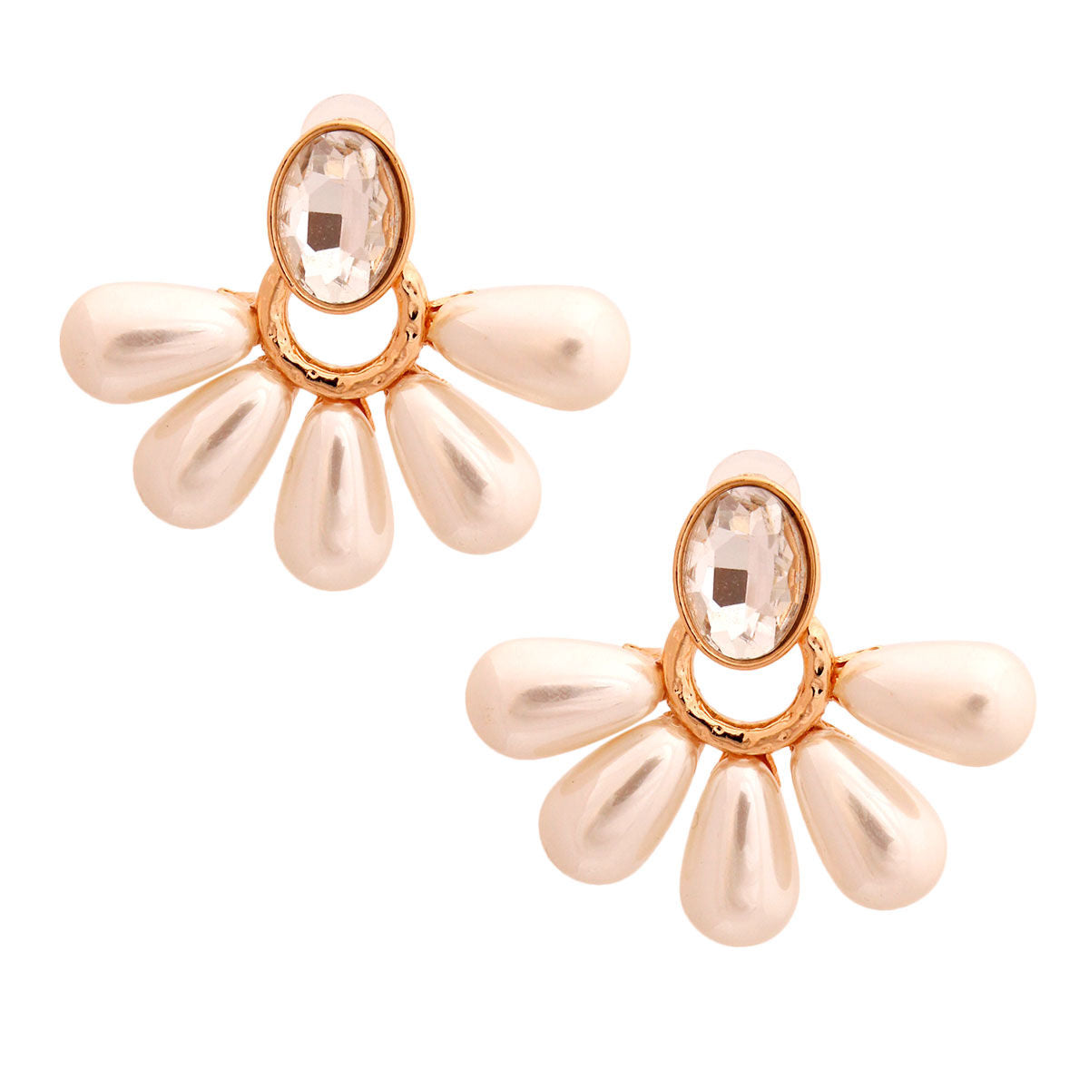 Gold Stud Fan Pearl Earrings