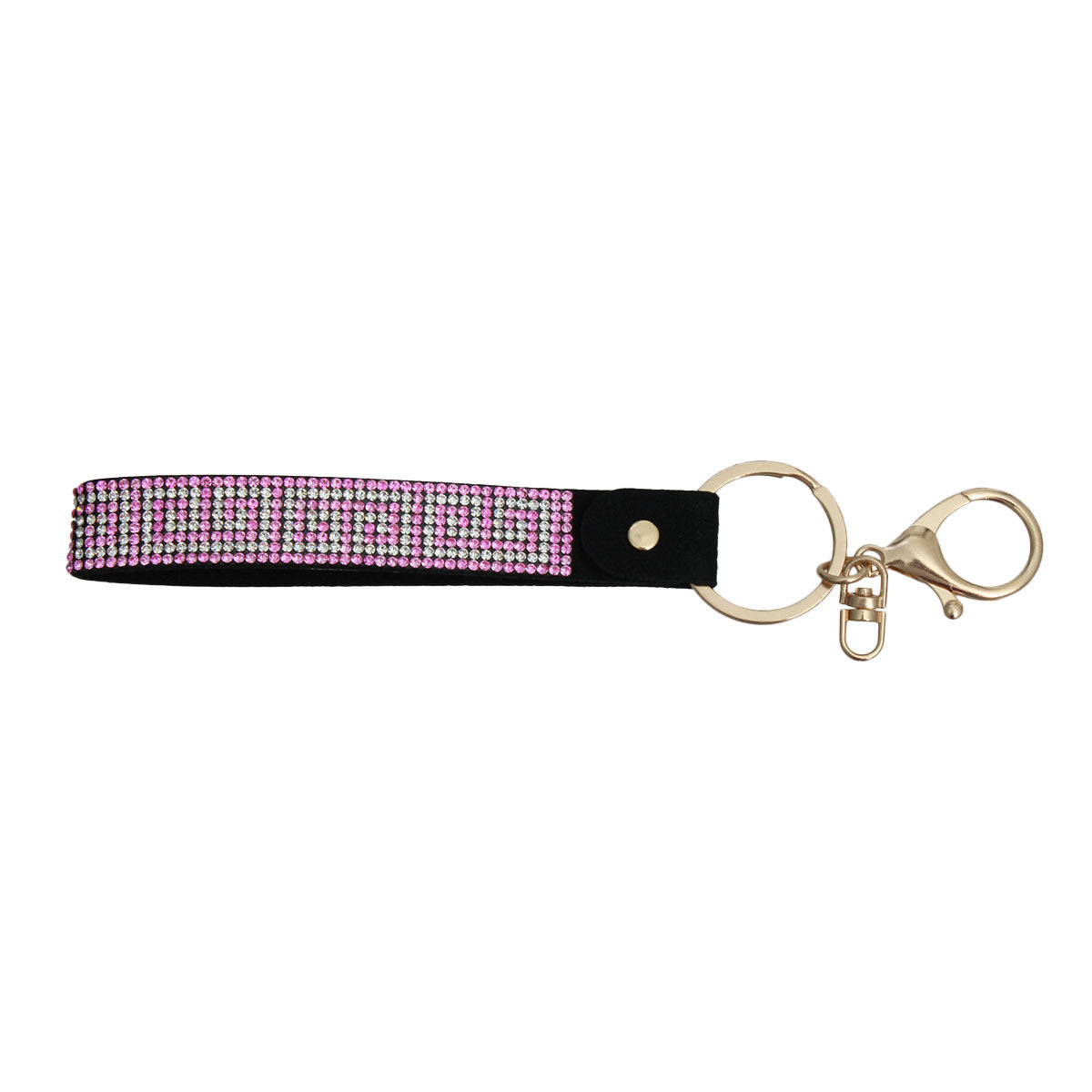 Pink Greek Key Keychain Wristlet