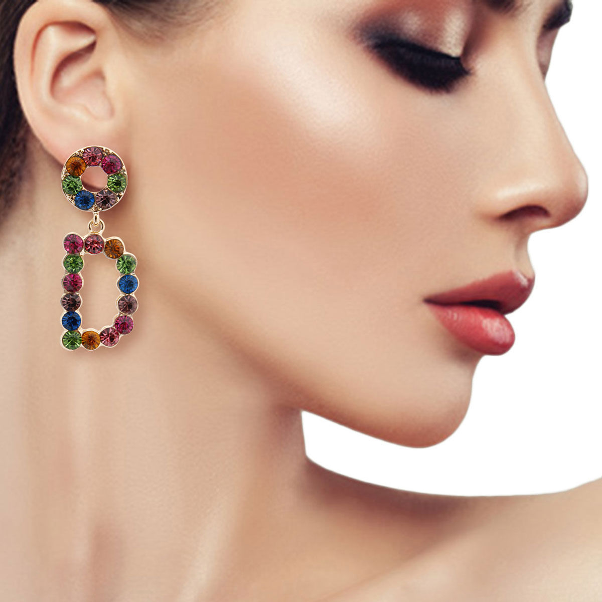 Multi Color Dangling D Earrings