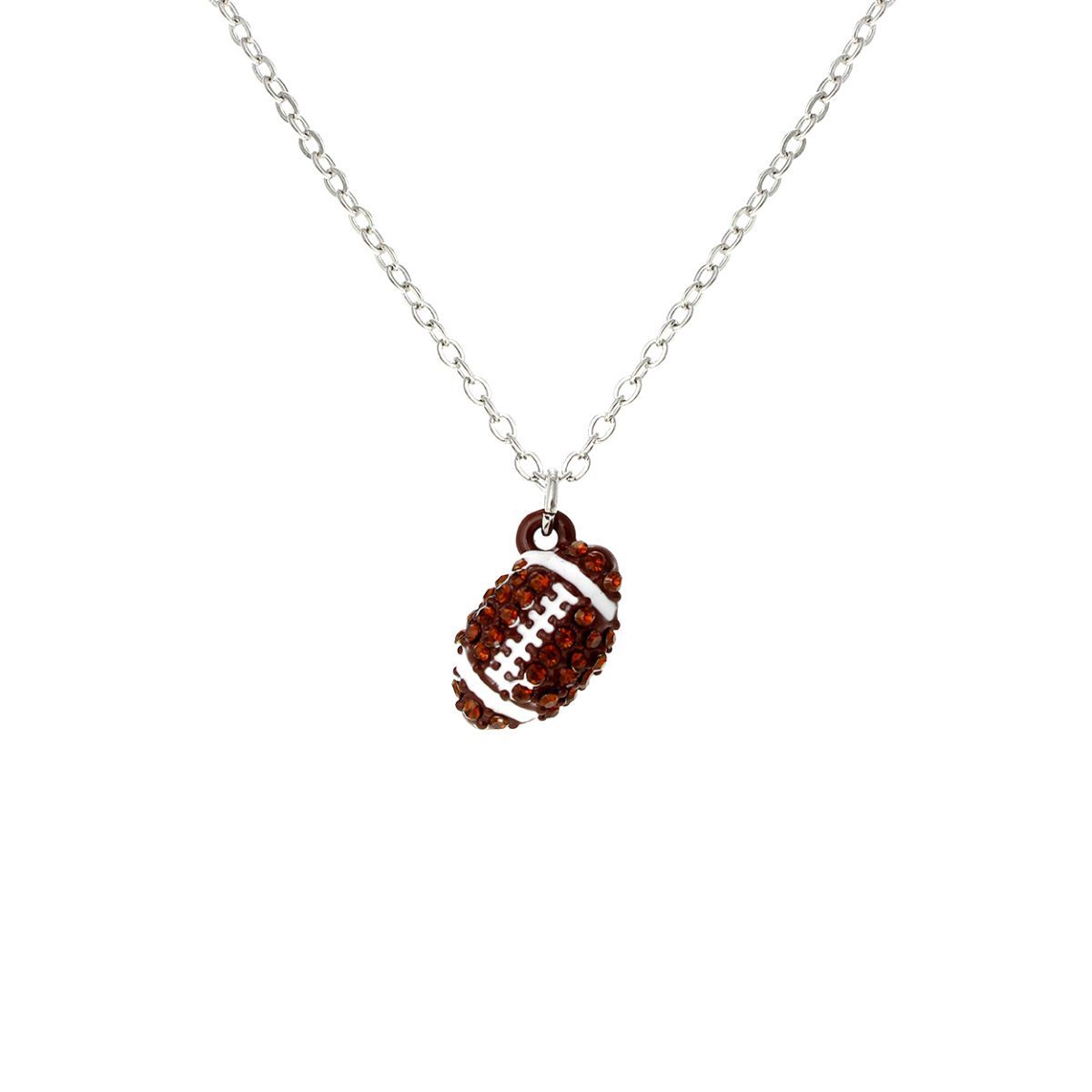 Angled Rhinestone Football Necklace